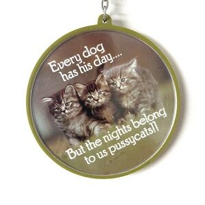 Vintage Hallmark Large Keychain Photo Frame Cats Kittens 80s Keychain